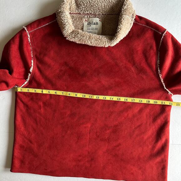 Dylan Anthropologie Pullover Shacket Faux Suede Sherpa Lined Red Rust Tan M - Picture 11 of 11